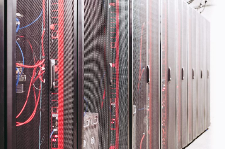 Enclosed server racks in a data center, an illustrative computing infrastructure scene